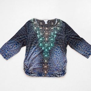 Chico's Leopard and Jewel Print Blouse